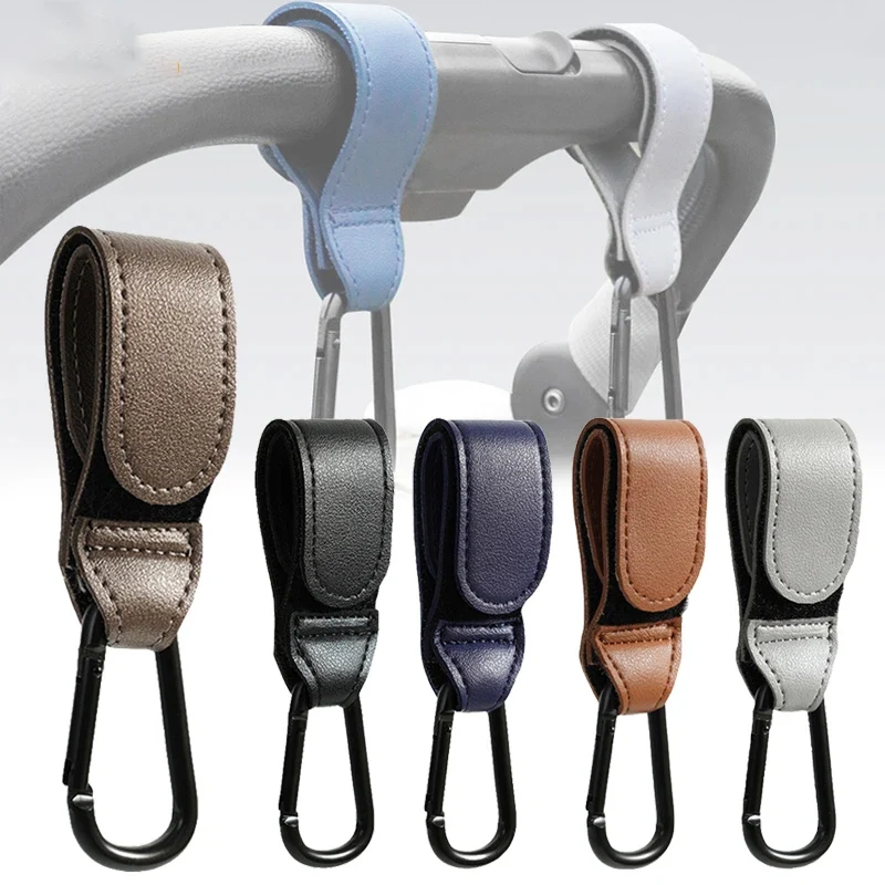 Travel Accessories With Baby - Baby Stroller Hook Fashion PU Leather