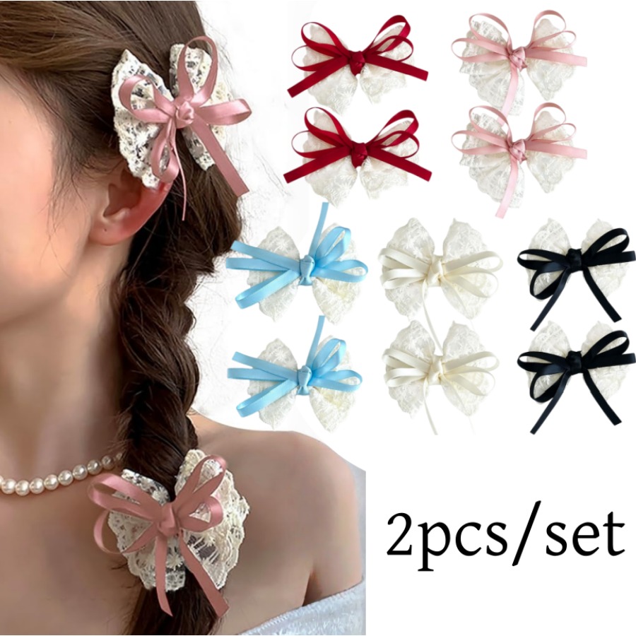 2pcs/set Cute Lace Bow Hair Cl - đánh giá và giá Travel Accessories With Kids