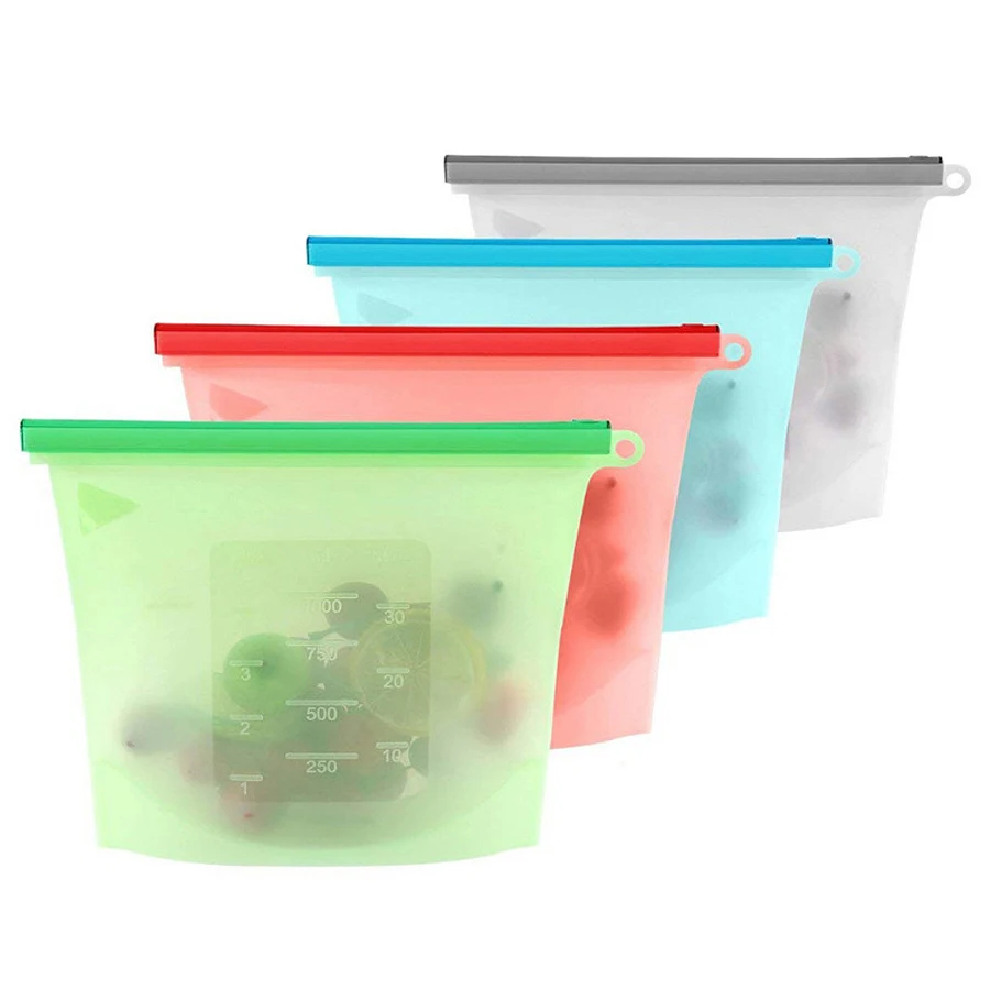 1000ml Reusable Silicone Food  - đánh giá và giá Reusable Zip Bag