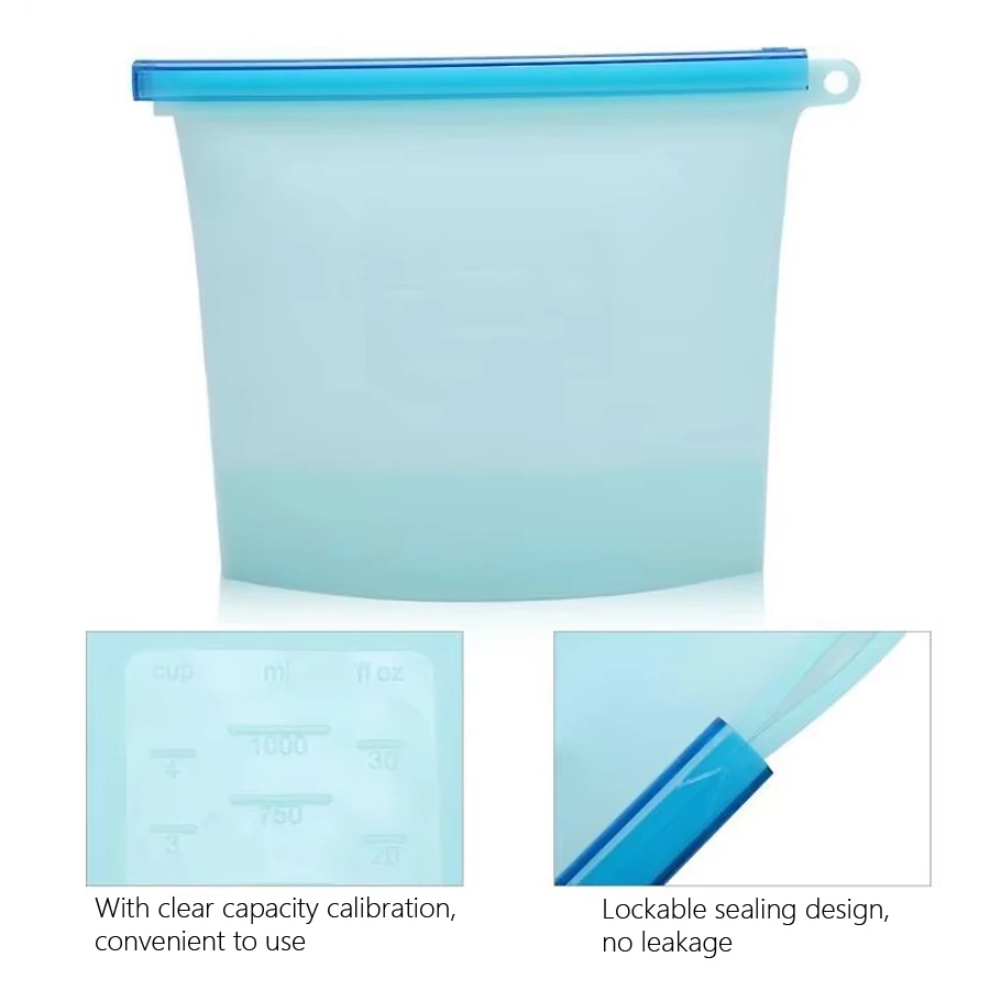 1000ml Reusable Silicone Food  - đánh giá và giá Reusable Zip Bag